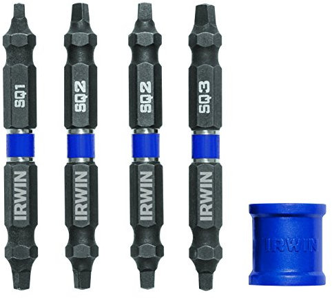 IRWIN Tools IMPACT Performance Series Doppelendschraubendreher-Power-Bit, quadratisch, 6,4 cm Länge, 5-teiliges Set mit magnetischer Schraubbefestigung (1903521)