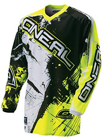 O'NEAL | Motocross-Jersey | MX Enduro | Gepolsterter Ellbogenschutz, V-Ausschnitt, atmungsaktiv | Element Jersey Shocker | Erwachsene | Neon Gelb | Größe S