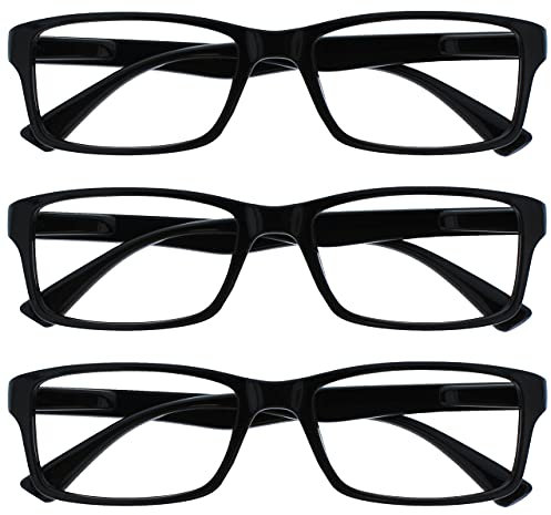 OPULIZE UV ReaderDie Lesebrille Unternehmen Schwarz Leser Wert 3er-Pack Herren Frauen UVR3092BK +3,50