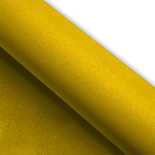 (12,49€/m2) Könighaus Diamand Glitter Gelb Autofolie 100 x 152 cm blasenfrei mit Anleitung (Glitzer Folie)