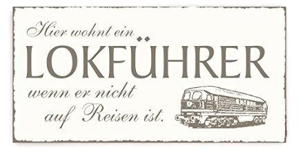 SCHILD Türschild « Hier wohnt ein LOKFÜHRER... » Diesellok Vintage Holzschild Dekoschild Klingelschild Zug Lokomotive
