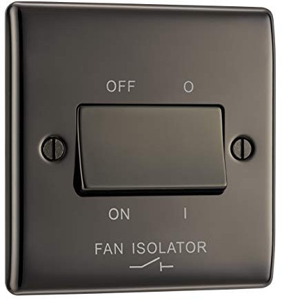 BG Electrical 3-Pole Fan Isolator Switch, Black Nickel, 2-Way, 10AX
