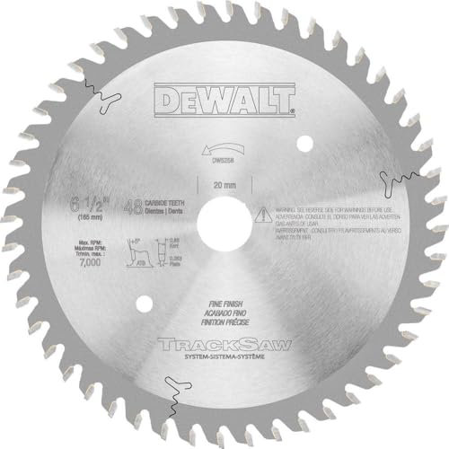 DEWALT Tracksaw Blade, Ultra Fine Finishing, 48-Tooth, 6-1/2-Inch (DW5258), Silver