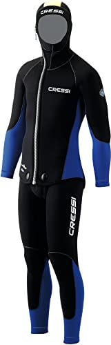 Cressi Medas Man Complete Wetsuit 5mm - Muta Uomo per Immersioni composta da Giacca con Cappuccio incorporato e Pantaloni a salopette, Neoprene 5mm colore Nero/Blu, XL/5