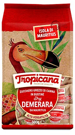 Tropicana, Zucchero di Canna in Bustine, Ideale come Dolcificante per Bevande o per Dolci, Sapore Dolce e Speziato con Aroma Intenso, 500 gr (Circa 102 Bustine) | Dolcificante per bevande o dolci, sapore dolce e speziato con aroma intenso, circa 102 Bustine