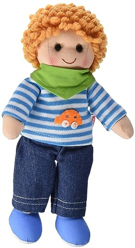 Heless 301 - Stoffpuppe Junge Nils mit Jeans, Streifenshirt und Halstuch, ca. 22 cm große Weich-Puppe zum Kuscheln, Spielen und Liebhaben