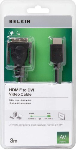 Belkin 3m Gold DVI to HDMI Single Link Cable - Charcoal