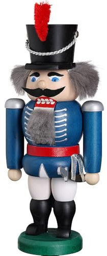 Seiffener Volkskunst Nussknacker Husar 20 cm (blau)