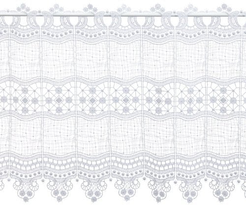 Plauener Spitze by Modespitze, Store Bistro Gardine Scheibengardine mit Stangendurchzug, hochwertige Stickerei, Höhe 45 cm, Breite 112 cm, Weiß