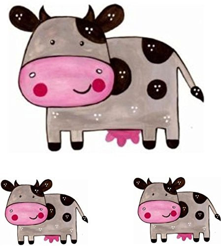 Akachafactory 3-teiliges Set Aufkleber für Auto Motorrad Deko Kinder Tier Tiere Kuh Bauernhof
