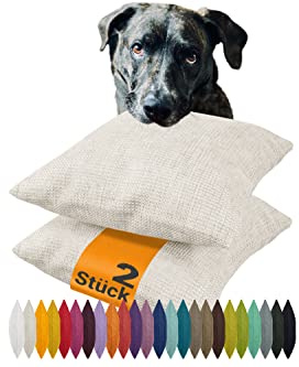 npluseins 2er Pack Kissenhüllen mit Struktur-Muster - Polsteroptik 617.767, 1 Pack (2 Stück) - Kissenhüllen 40 x 40 cm, Creme meliert