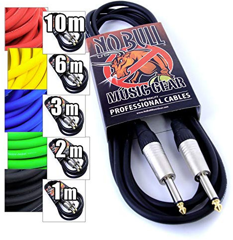 Premium Guitar/Instrument Cable (Black, 10ft / 3m, Straight Plugs) - Achieve a Cleaner Signal via a Heavy Duty Pro 1/4 Jack to Jack Noiseless Mono Lead - Coloured Link Lead to Amplifier/Amp Cable