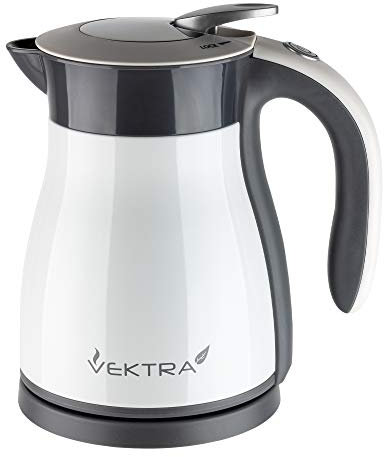 Vektra VEK-1201W Vacuum Insulated Environmentally Eco Friendly Easy Pour Cordless Kettle 1.2 Litre,White
