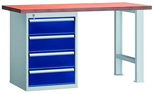 Metall-Meister Werkbank 2000 x 700 x 840 mm mit 4 Schubladen Modell WS515N-2000M40-E0804