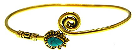 CHICNET Messing Armreif gold türkis Stein Tropfen Spirale offen spitz Träne Brass Kugeln dünn schmal filigran Herren Damen Armspange verstellbar Boho Vintage Celtic Retro Tribal Ethno