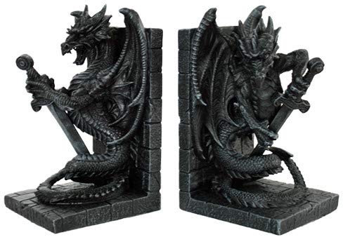 Pacific Giftware Serre-livres en résine peinte à la main Dragon avec épée