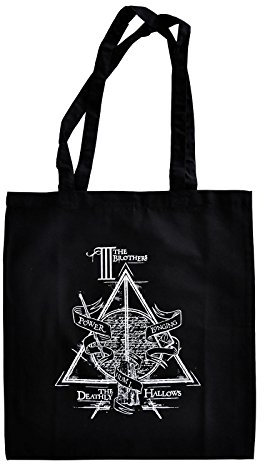 Elbenwald Harry Potter Shopper Beutel Heiligtümer des Todes Symbol Die DREI Brüder Frontprint 38 x 41 cm Baumwolle schwarz