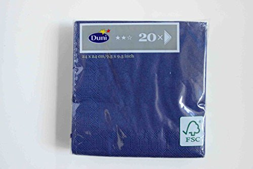 Duni Cocktail-Servietten 3lagig Tissue Uni dunkelblau, 24 x 24 cm, 20 Stück