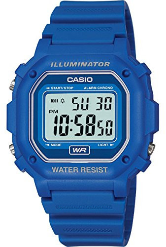 Casio Unisex Quartz Armbanduhr, 42.00mm Gehäusegröße mit LCD digital Zifferblatt und blau Plastic/Resin Strap Armband F-108WH-2AEF
