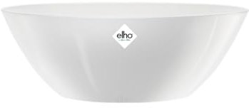 Elho Brussels Diamond Ovale 36 - Pot De Fleurs pour Intérieur - Ø 35.5 x H 13.0 cm - Blanc/Blanc
