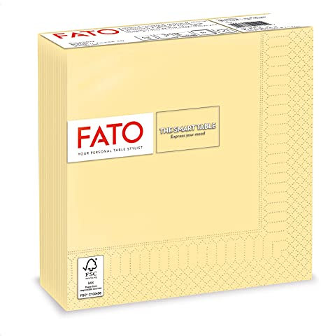 Fato - Tovaglioli di Carta Monouso, Ideali per Pranzi e Buffet Informali, Confezione da 50 tovaglioli, Formato 33x33, Piegati in 4, 2 veli, Colore Champagne, Carta 100% Pura Cellulosa, Certificata FSC