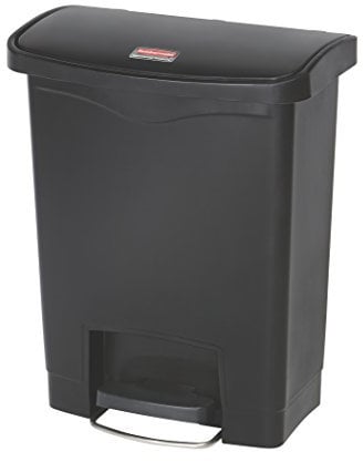 Rubbermaid Commercial Products Slim Jim 1883609 30 Litre Front Step Step-On Resin Wastebasket - Black