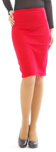 YESET Jupe Crayon Midi Jupe Jupe midi Longueur Genou Business Stretch Moulant - Rouge, XXL-XXXL