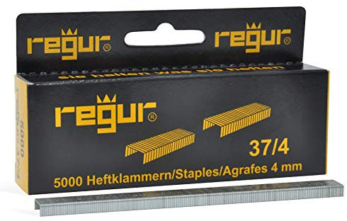 REGUR Typ 37 Feindraht-Klammern verzinkt - 5.000 Stück in der Länge 37/4 mm – Heftklammern zum Befestigen von Stoffen, Leder, Textilien sowie zum Basteln und Dekorieren