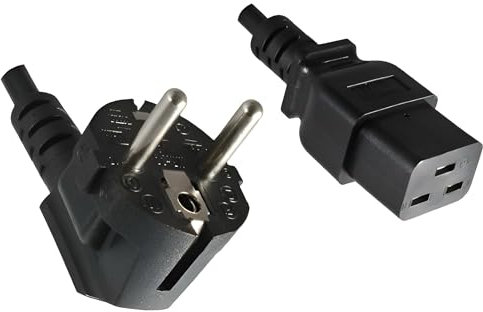 DINIC Netzkabel Stromkabel CEE 7/7 Schutzkontaktstecker auf C19 für 16A, VDE (1,80m, schwarz)