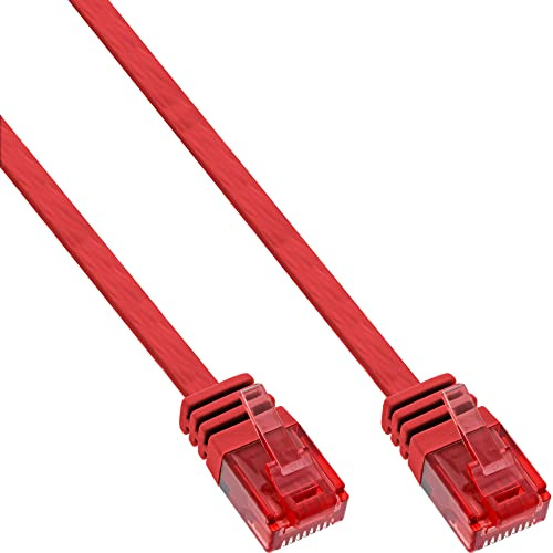 InLine 71655R Patchkabel flach, U/UTP, Cat.6, rot, 0,5m