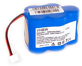 vhbw 1x batteria compatibile con Hoover RVC0010, RVC0011, RVC0011-001 home cleaner (3300mAh, 6V, NiMH) - Sostituisce 205-0001, 945-0005, 945-0006, 945-0024, LP43SC3300P5