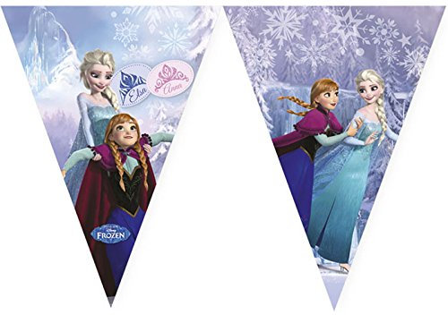 1 Wimpelkette * Frozen Ice Skating * für Kindergeburtstag oder Motto-Party // Kinder Geburtstag Party Plastic Flag Banner Motto Disney ELSA Anna Olaf Schlittschuhe die Eiskönigin