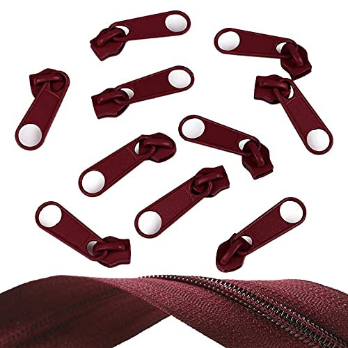 10 Reißverschluss Zipper für Endlosreißverschluss, 5mm, Farbauswahl, Farbe:bordeaux
