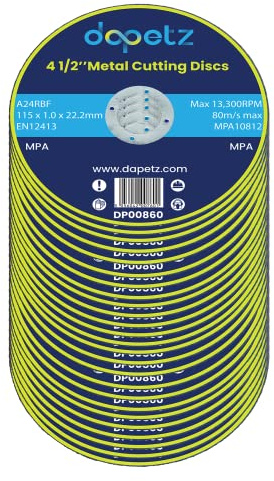 Dapetz ® Metal Cutting Discs 115mm Stainless Steel For Angle Grinder 115 x 1 x 22.2mm High Performance Grinder Discs With 22.2mm Bore For Precise Cutting & Smooth Grinding 100PCS
