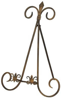Deco 79 Metal Scroll Display Easel Tabletop Easel with Foldable Stand, Display Stand 11 x 10 x 14, Gold