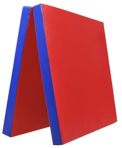 Klappbare Turnmatte – RG 22 kg/m³ – faltbare Matte für Gymnastik, Kinderturnen & Training – weiche Bodenmatte (Rot - Blau, 200 x 100 x 6 cm)