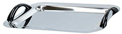 GIANNINI Vassoio Rettangolare in acciaio inox con Manici laccati neri mod. GLOSSY