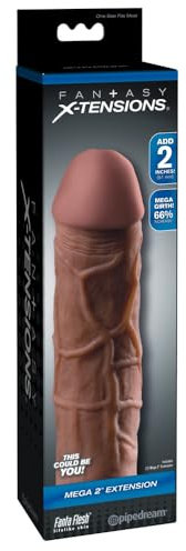 Pipedream Fantasy Mega X-Tensions Penis Sleeves, 2 Inch, Brown