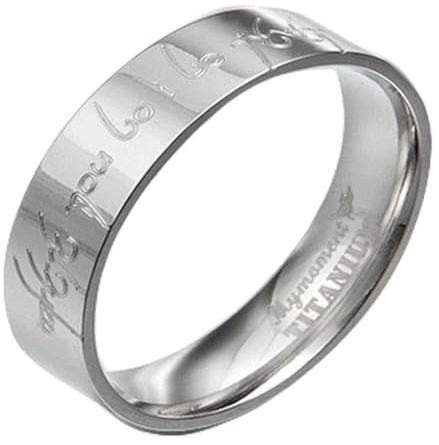 Everstone personalisierter, personalisierbarer, elbischer Tengwar Hochzeitsring aus Titan, Geschenk zum Valentinstag, Geschenk für Herren