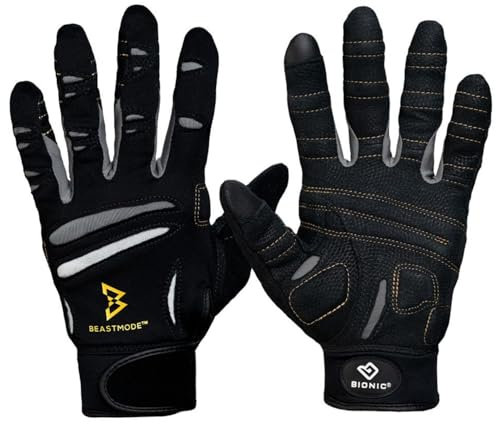 Bionic Herren Beastmode Fitness Vollfinger 3X-Large Handschuhe, Schwarz