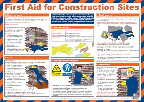 Safety First Aid Group First Aid for Construction Sites, Laminated (59 x 42 cm) | 60cm x 43cm, Laminated