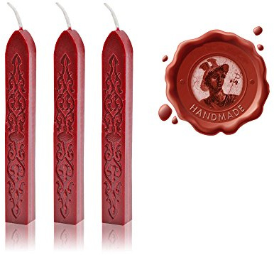 Siegelwachs Rot - 3 Stangen echtes Wachs für Siegelstempel - Forum Traiani - Hochzeit Stempel Set für edle Siegel und Initialen