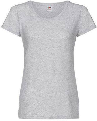 FRUIT OF THE LOOM Women's Valueweight Short Sleeve T Shirt, Heather Grey, L UK