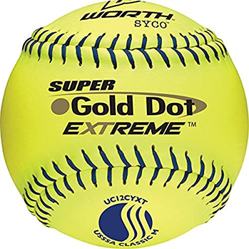 Worth | Slowpitch Softballs | 12 | USSSA Approved | SYCO Gold Dot Extreme / Classic M | 12 Count