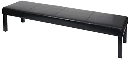 Mendler Sitzbank Polsterbank Bank M37 Kunstleder 180x43x49 cm - schwarz glänzend, dunkle Beine