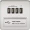 Knightsbridge SFAVQUADPC Screwless 1G Quad USB Charger Outlet 5V Dc 5.1A-Polished Chrome with Black Insert, 230 V
