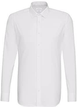 Seidensticker Super Schmal Bügelfrei Stretch, Camisa para Hombre, Blanco (weiß), 42