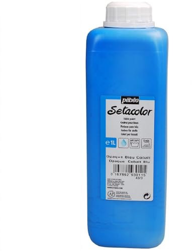 Pebeo Setacolor - Pintura opaca para tela, botella de 1 litro, azul cobalto Pebeo