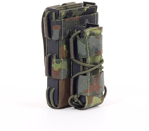 Zentauron Molle Magazin Schnellziehtasche M4 DUO 8,5 x 15 x 3,5 I Schnellziehtasche für Magazin aus hochwertigem Cordura® & Kydex® I Strapazierfähige Militär-Tasche I Tasche in Flecktarn