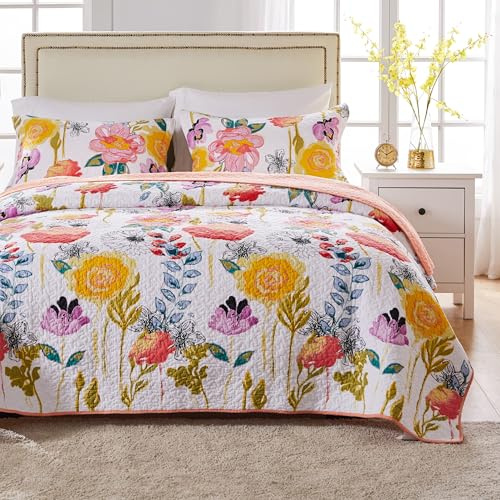 Greenland Home Watercolor Dream Quilt Set, 2-Piece Twin, White
